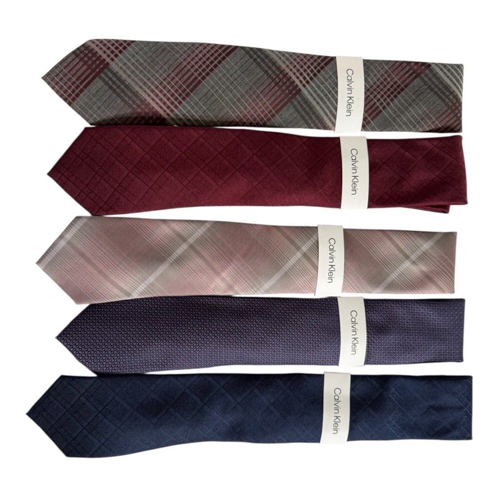 Calvin Klein Necktie Lot of 5 Mens One Size Ties Various Colors and Patterns New - Picture 4 of 6